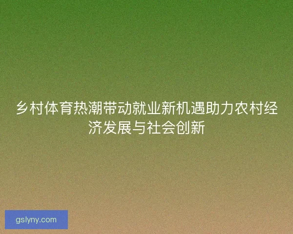 乡村体育热潮带动就业新机遇助力农村经济发展与社会创新